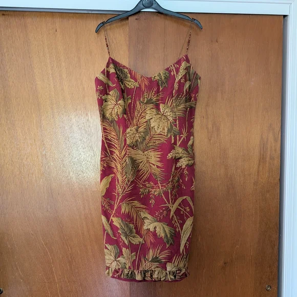 Maggy London | Dresses | Vintage Maggy London Tropical Beaded Cotton Palm  Beach Print Mini Cami Dress 8 | Poshmark